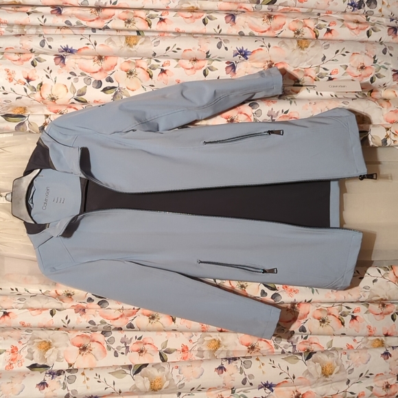 Calvin Klein Women's Mesh Back Raincoat, Chambray Blue, X-Small - Picture 2 of 8